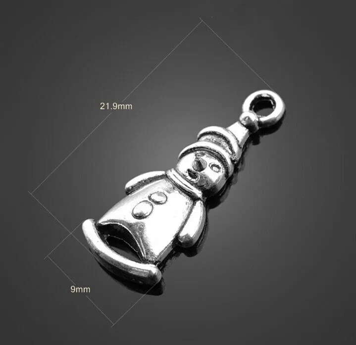 

300pcs Antique Silver Christmas Snowman Jewelry Charms Pendants -DIY Necklace Bracelet Metal Fashion Accessories 21.9mm X 9mm