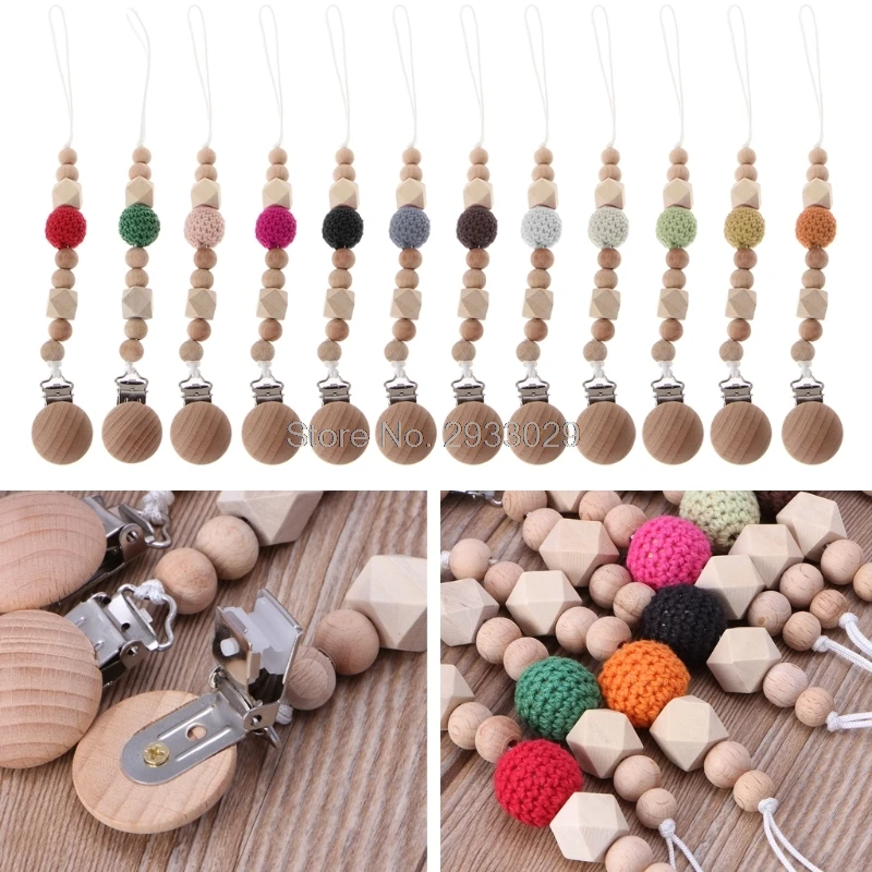 

Natural Baby Pacifier Clip Soother Clips Dummy Holder Safe Beech Wooden Teether J26 Drop shipping