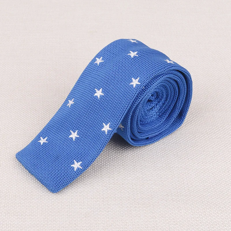 Популярная вязаная вышитый узкий галстук Skinnynecktie 5 см с плоской головкой якорь галстук с изображением звезд Мужские аксессуары галстуки Свадебная вечеринка банкет - Цвет: ZZXH-029