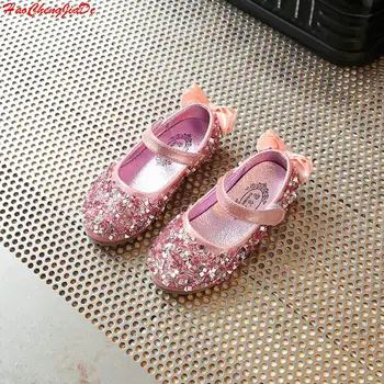 

Children Princess Glitter Sandals Kids Girls Soft Shoes Sequin Low-heeled Dress Party Shoes Pink/Silver/Gold Size 21-36