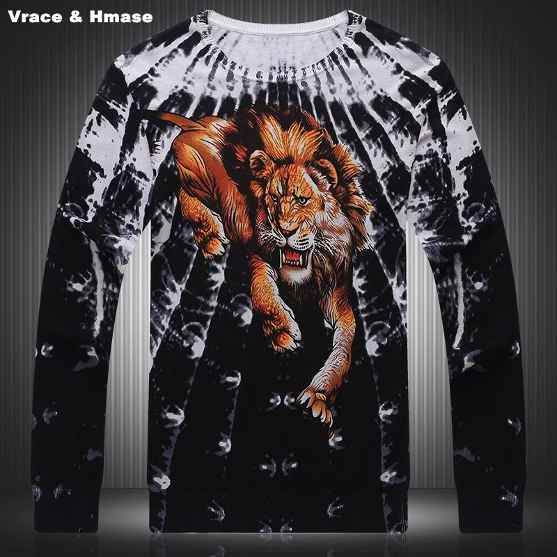 

Personality animal lion pattern 3D printing fashion casual sweater Autumn&Winter 2017 New quality soft elastic sweater men M-3XL