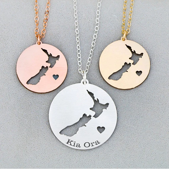 

New Zealand Necklace Country Charm Necklace Tropical Island Vacation Souvenir Personalized Vacation Wedding Gift YP6041