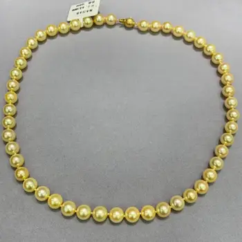 

8-8.5MM natural sea water pearl akoya necklace fine women jewelry gold color dyed color perfect round