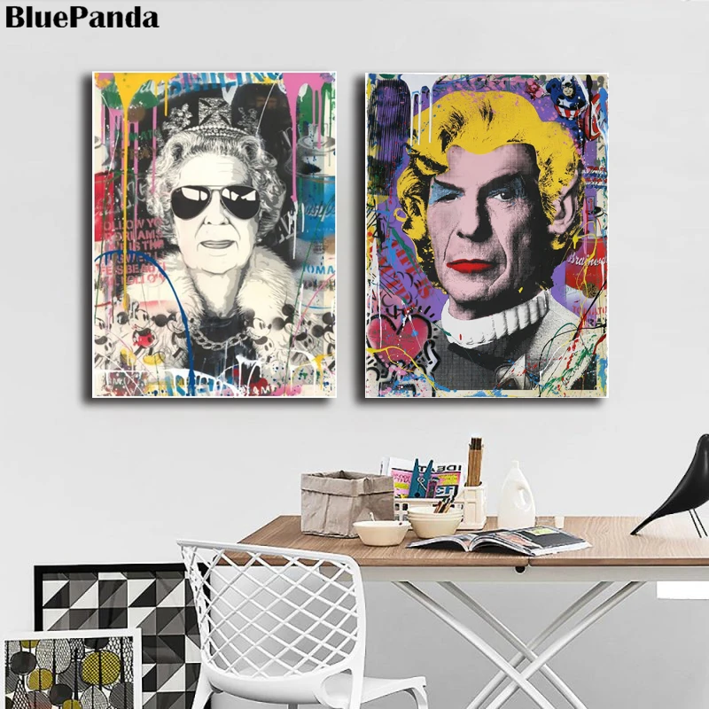 

Mr. Brainwash Queen Aviator Marilyn Spock Canvas Painting Street Art Modern Print HD Picture For Living Room Home Decor