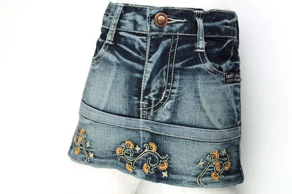 От 3 до 7 лет Облегающая темно-синяя джинсовая юбка с вышивкой в виде сердца, стразы, Обтягивающие юбки для девочек, MH9117