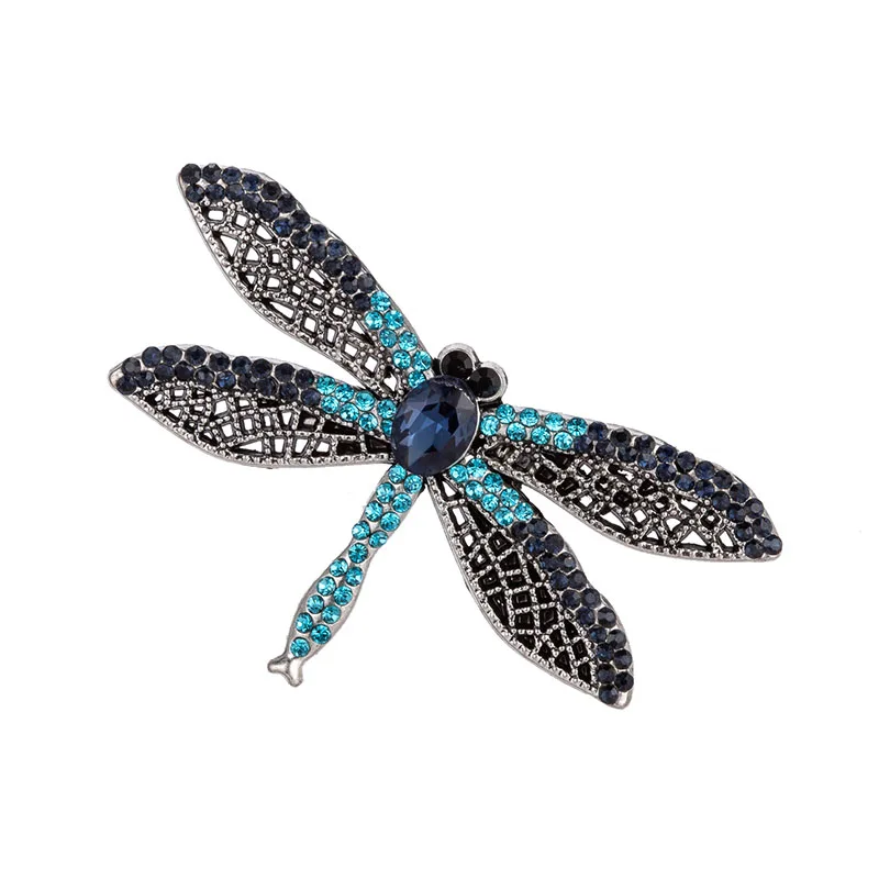 TDQUEEN Insect Brooch Dragonfly Vintage Metal Colorful Crystal Large Dragonfly Brooch Pins for Women (10)