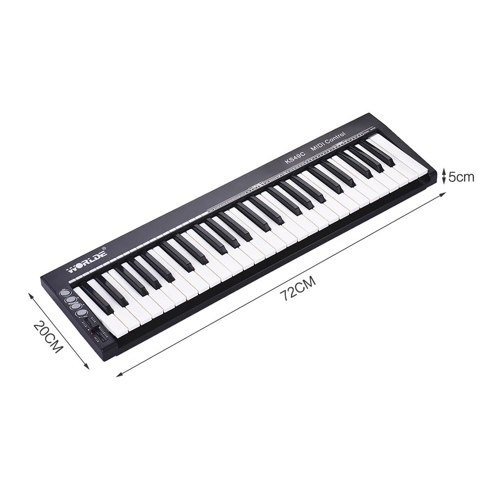Высококачественный 50 клавишный USB MIDI контроллер WORLDE KS49C с 6 35 мм педальным