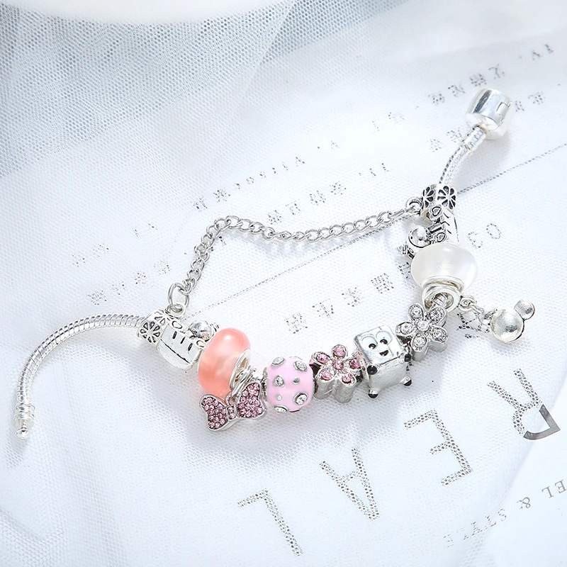 Silver Color Unicorn Bowknot Crystal Beads Bracelet -Unicorn Fashion HTB133CtX42rK1RkSnhJq6ykdpXam