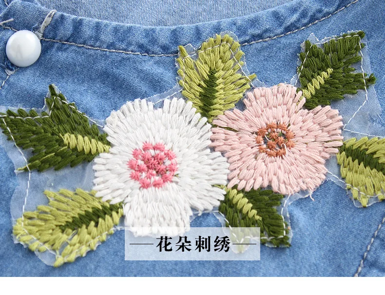 3-12 y summer girls clothes set denim outfits fashion sets for girl sleeveless embroidery top flared trousers children's sets (11)