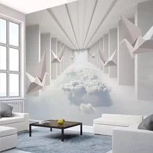 Пользовательские 3D фрески тысячи бумажных кранов абстрактные космические Настенные обои с видом облаков гостиная ТВ диван Спальня украшение стены 3D настенная ткань