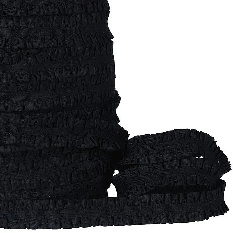 

(100yards/lot) Black ruffle elastic ribbon for lingerie bra stripe