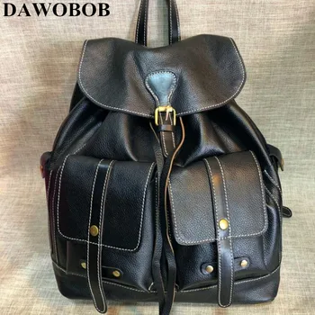 

Backpack Women 100% Cowhide Genuine Leather Female Cover Backpacks Teenager School Mochila Feminina Rucksack Mochilas Mujer 2019
