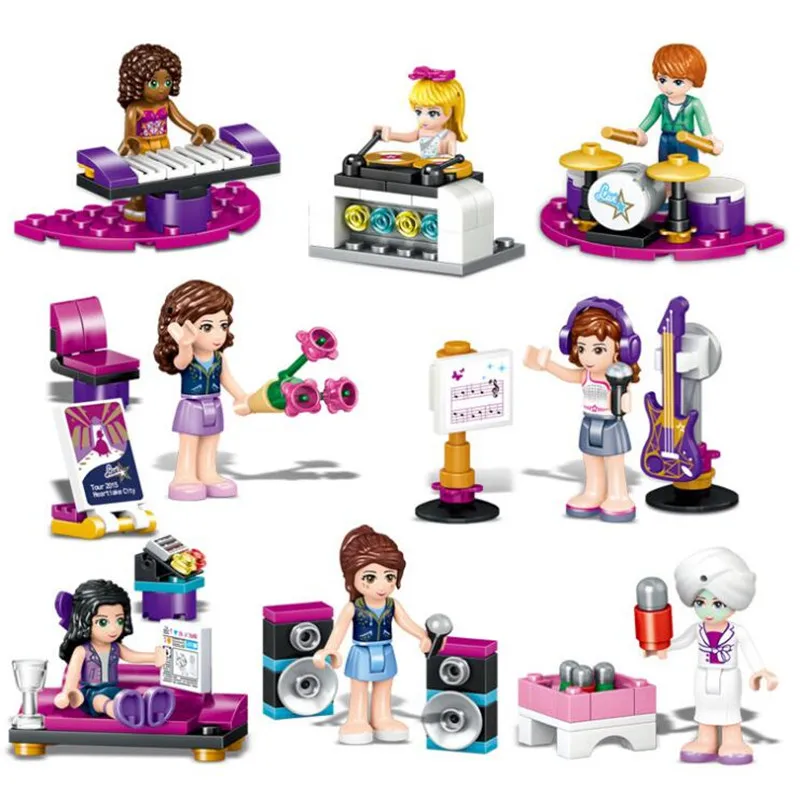 

9pcs/lot Legoings Friends Music Girl Series Rock Piano Sound Building Blocks Kit Kids Educational Toys Gifts
