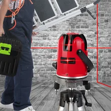 Красный лазерный нивелир, 5 линий, 6 точек, 360 градусов, поворотный, перекрестный, лазерный, самонивелирующийся, наклонный, открытый, горизонтальный и вертикальный, Nivel лазер