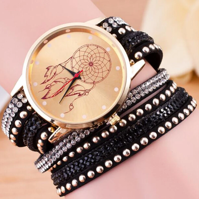 

Top Brand Ladies Luxury Quartz Sport Women Watch Black Genuine Leather Wristwatch Relogio Feminino Dream Catch Fashion Watch