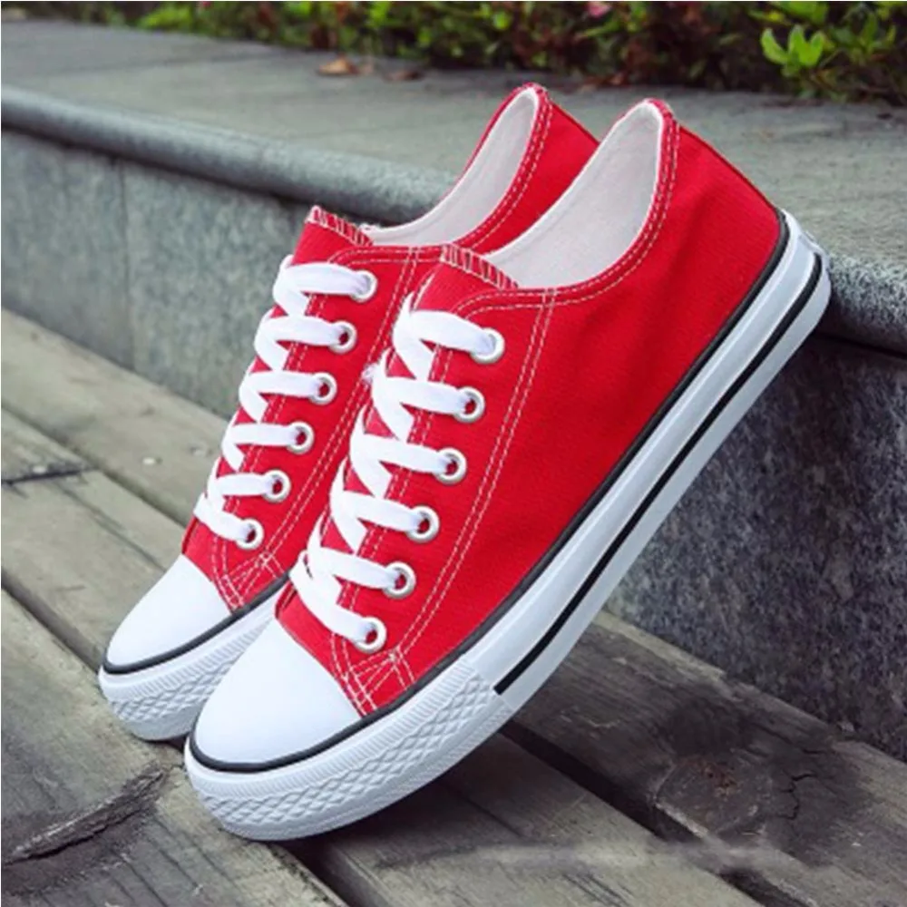 

2018 Casual Couple Shoes Woman Sneakers Canvas Woman Shoes Fashion Solid Color Women Vulcanized Shoes Lace-up zapatos de mujer
