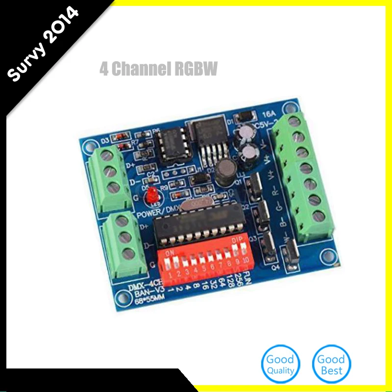 

DMX512 Decoder 4CH Channel 16A RGBW Controller LED stage lighting CMOS Output DC5V-24V