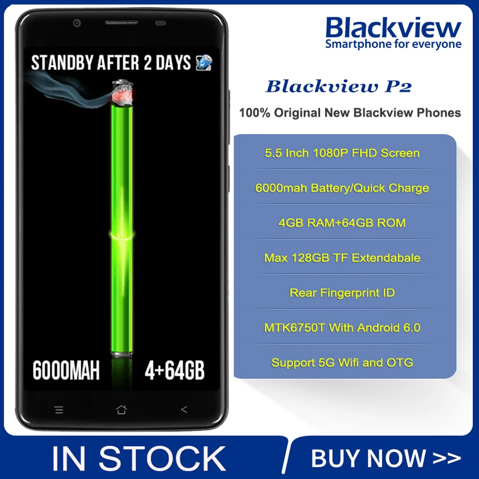 Blackview P2 Смартфон Android 6 0 5 &quotFHD 4G B Оперативная память Встроенная mt6750t восемь ядер 13MP