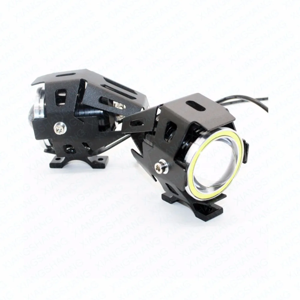 

2pcs Motorcycle LED Headlight W/ Switch C-REE LED U7 125W 3000LM Devil Angel Eye Daytime Running Driving Fog Light Spot White
