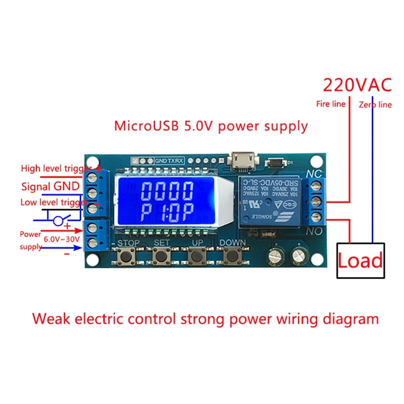 Автоматическое реле управления питанием DC 6 30 в с поддержкой Micro USB 5 В LCD и AC 220