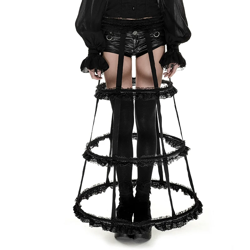 

Fashion Sexy Lolita Style Lace Skirt Punk Women Personality Long Skirts Stage Performance Female Black Transparent Skirt