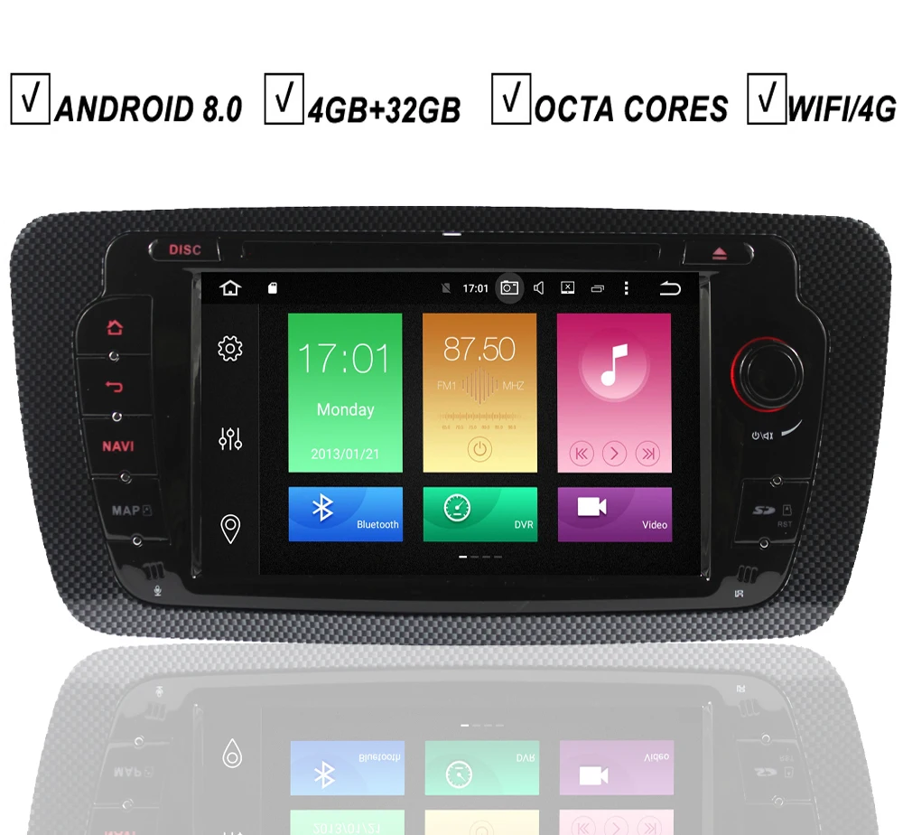 Sale Car Android 8.0 DVD GPS Player For SEAT IBIZA 2009-2013 Octa 8 Core RK3688 4G RAM 32G ROM Radio BT Mirror Link DAB+Wifi MAP 0