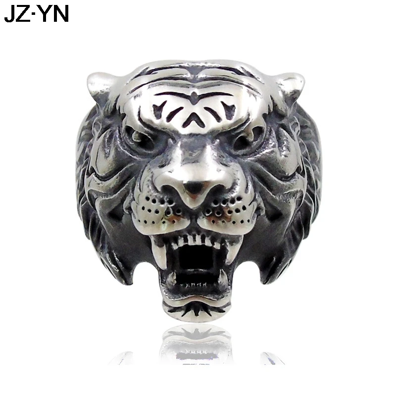 JZYN Тигровое дизайнерское мужское кольцо, винтажное модное кольцо с головой тигра, мужское кольцо в стиле панк, кольцо с изображением тигра, ювелирное изделие, Размер 7-13 - Цвет основного камня: tiger