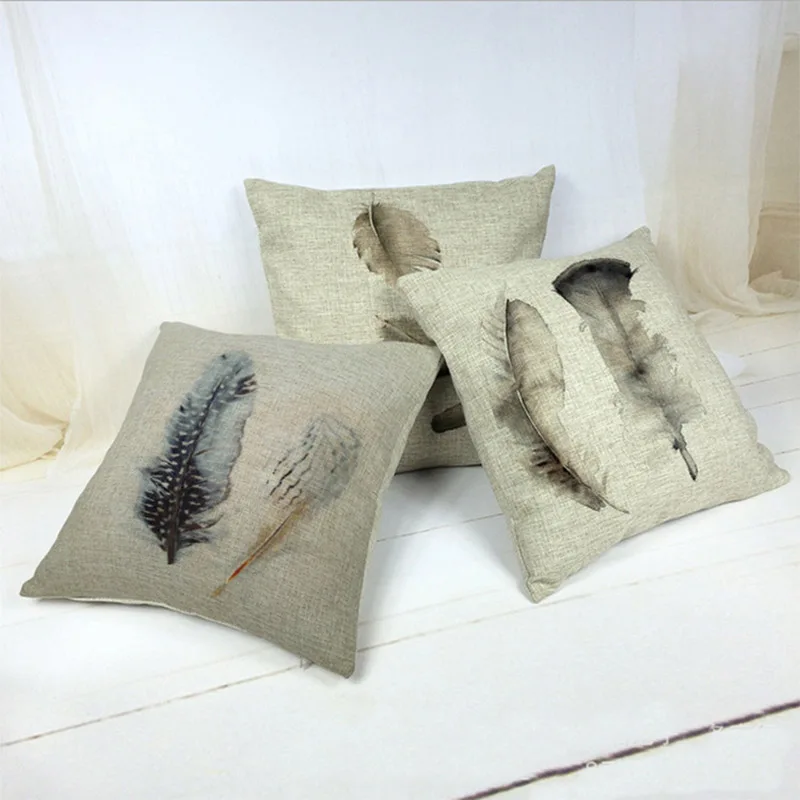 Aliexpress.com : Buy Feather as a Pattern Pillow Linen Cushion Decorative Pillows Christmas ...