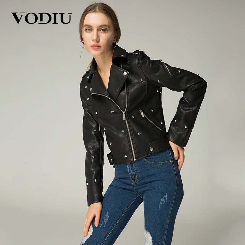 Jacket Coat Women Faux Leather Jacket 2019 Autumn Rivet Zipper Jackets Female Coats Womens Slim Punk Style Leather Jacket Coats Jacket Coat Women Faux Leather Jacket 2019 Autumn Rivet Zipper Jackets Female Coats Womens Slim Punk Style Leather Jacket Coats