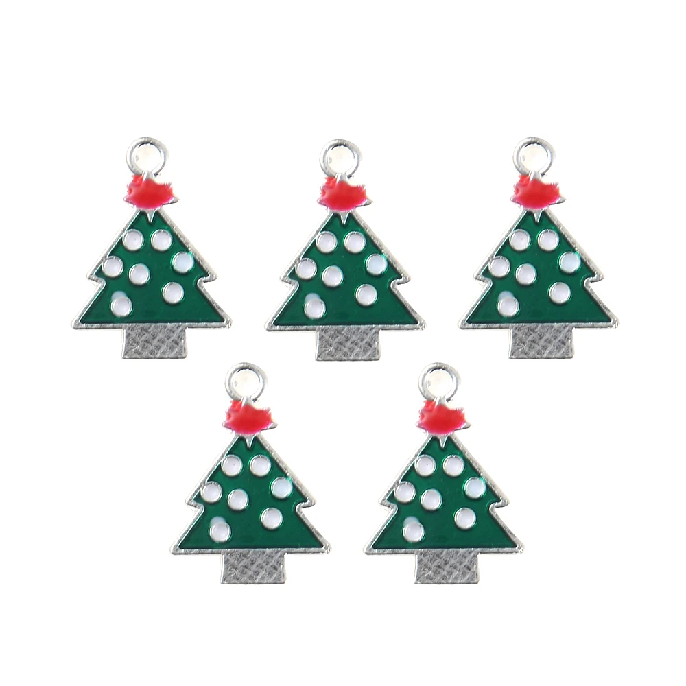 

10pcs Enamel Art Oil Drop Santa Claus Snowflakes Trees Christmas Series Style Pendant Charms For DIY Jewelry Making