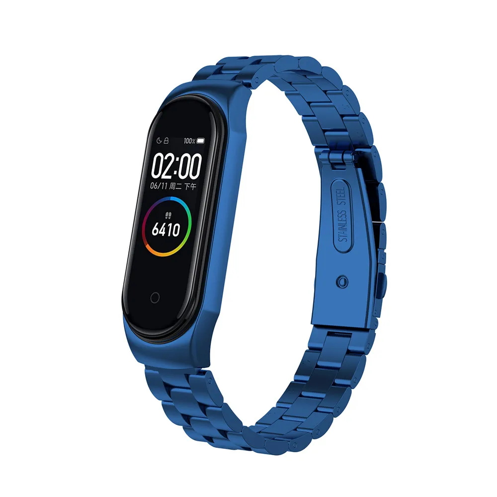 Браслет для Xiaomi Mi Band 3 4 ремешок часов band металлический корпус нержавеющая