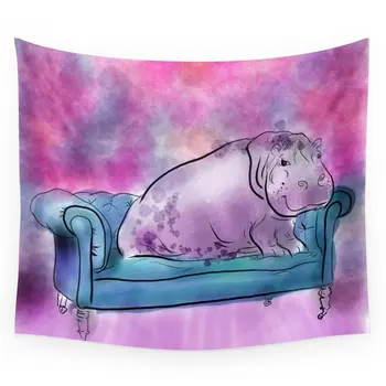 

Animals In Chairs #9 Variations On A Theme Hippo Wall Tapestry Wall Hanging Tapestry for Home Psychedelic Bedspread Art Carpet