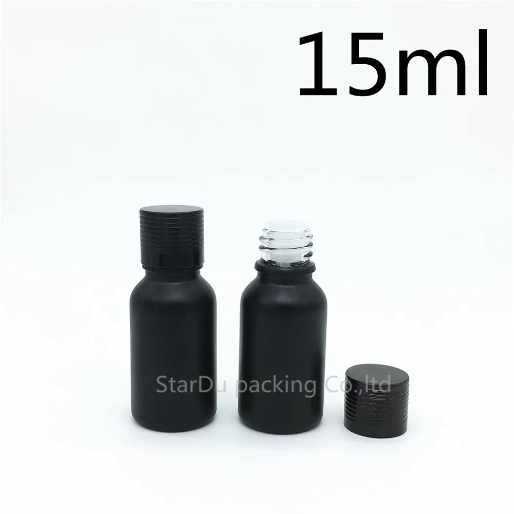 240pcs 15ML Black Frosted Glass Bottle 15ml Vials Essential Oil Aluminum Screw Cover Perfume | Красота и здоровье