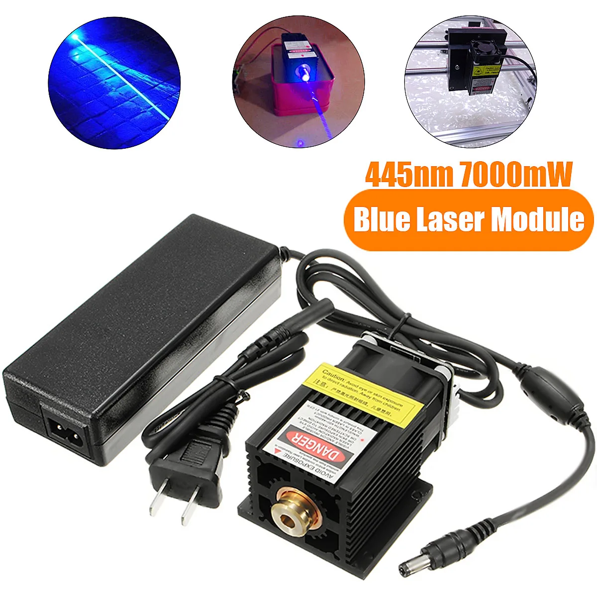 

EleksMaker Blue Laser Module 445nm 7W DC 12V 7000mW TTL/PWM With Heatsink For DIY Laser Engraver Machine