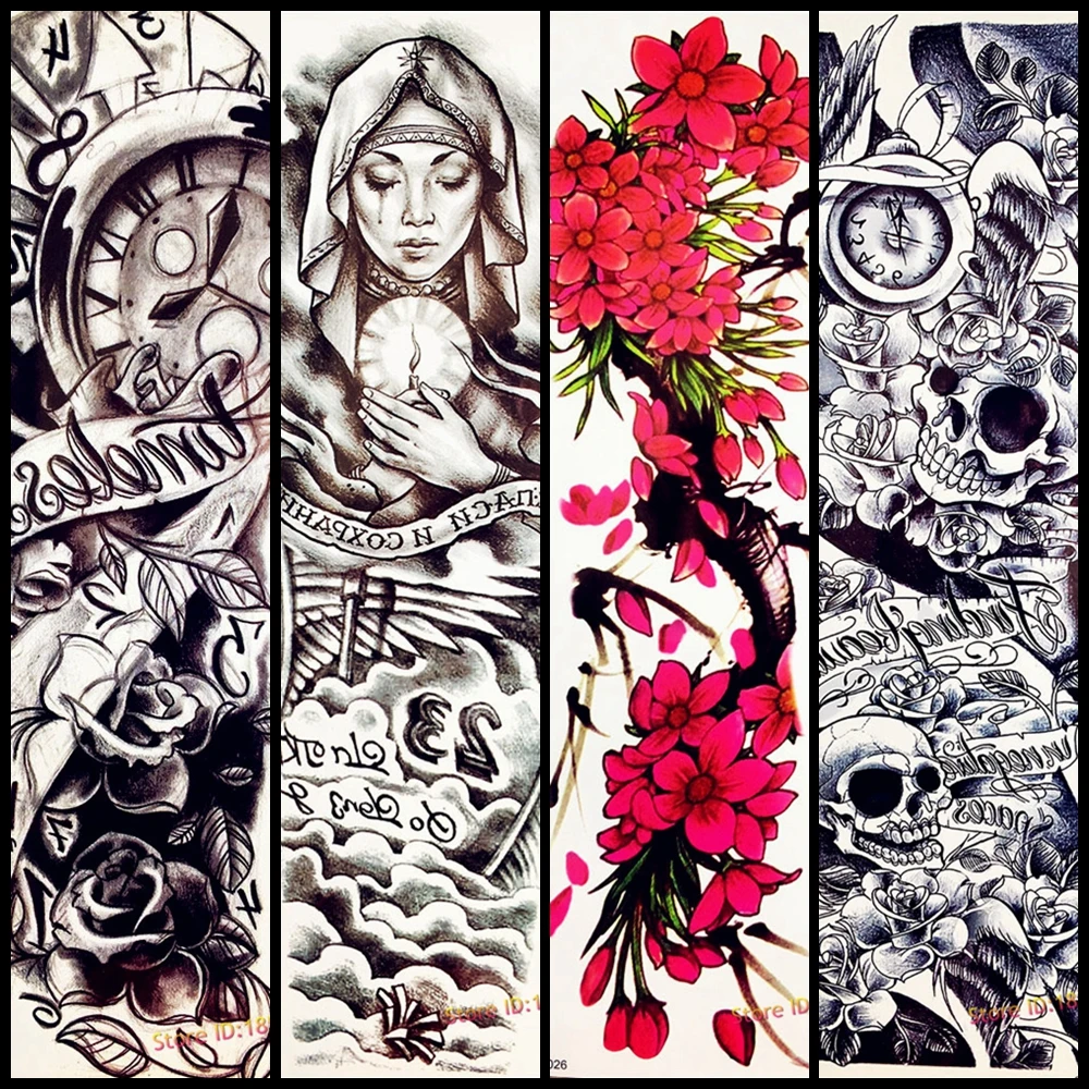 Татуировка наклейка на руку для мужчин и женщин|flower arm|rose tatooblack tattoo |