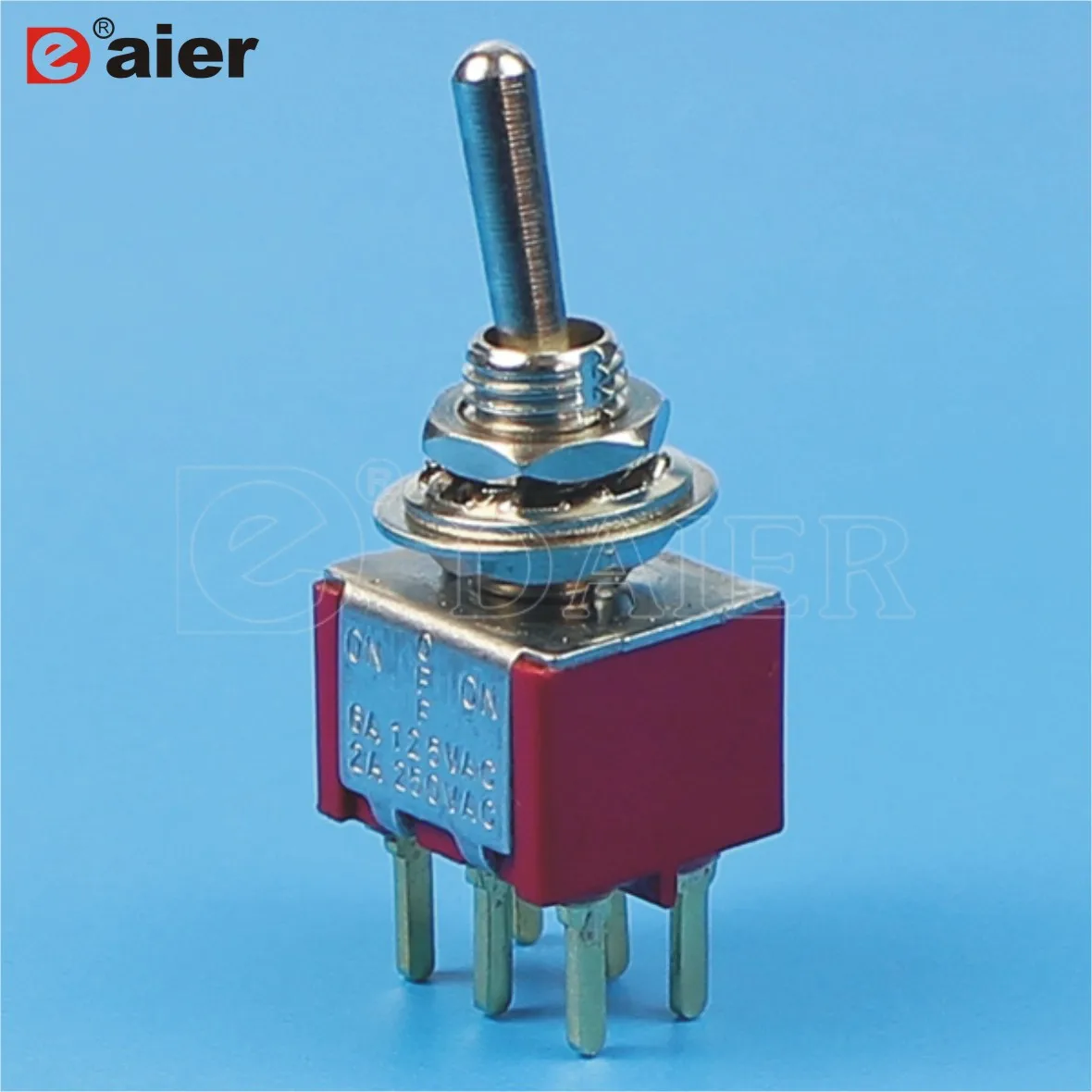 

100PCS M6X0.75 2A 250VAC Miniature Toggle Switches 6Pin ON OFF ON 3 Position 5A 125VAC 6MM DPDT Double Pole With PCB Terminal