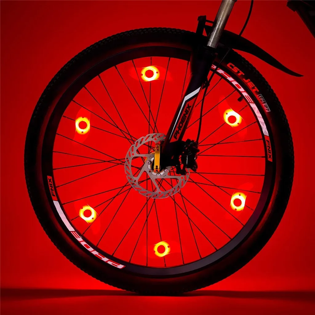 6 шт. ночная прогулка, огни, автомобильные велосипедные колеса, колесный бандаж, светодиодный светильник, светящиеся колпачки на колесах, велосипедный сигнал, Велосипедный свет# P