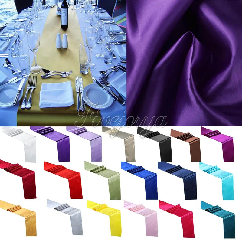 

10 pieces 30cm x 275cm Satin Table Runners For Wedding Party Banquet Decoration Supply Top Quality New