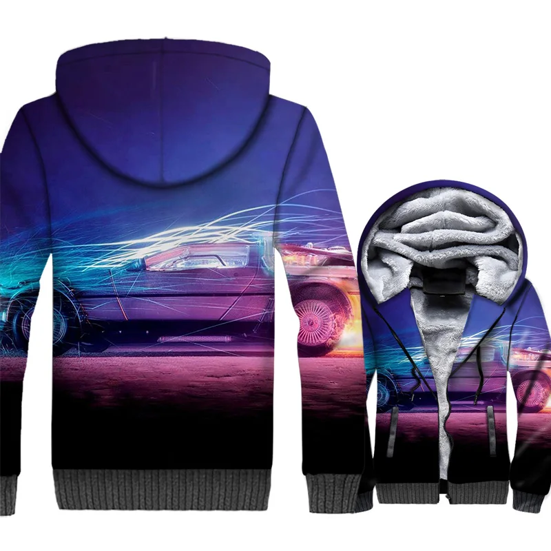 

Back to The Future Hoodies Men 3D Jacket Sweatshirt 2018 Winter Thick Fleece Warm Zipper Coat movie Sportswear Brand Clothing