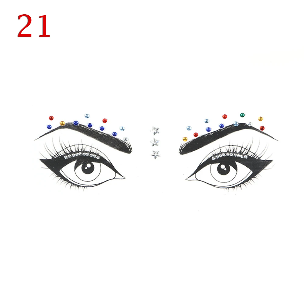1 шт., 3D Хрустальные Временные татуировки для глаз, Переводные тени для век, подводка для глаз, наклейки для лица, женские праздничные вечерние украшения для глаз, инструмент для макияжа - Цвет: 21