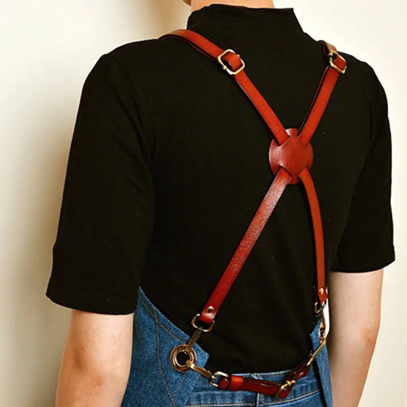 Denim Apron Leather Strap K44-5