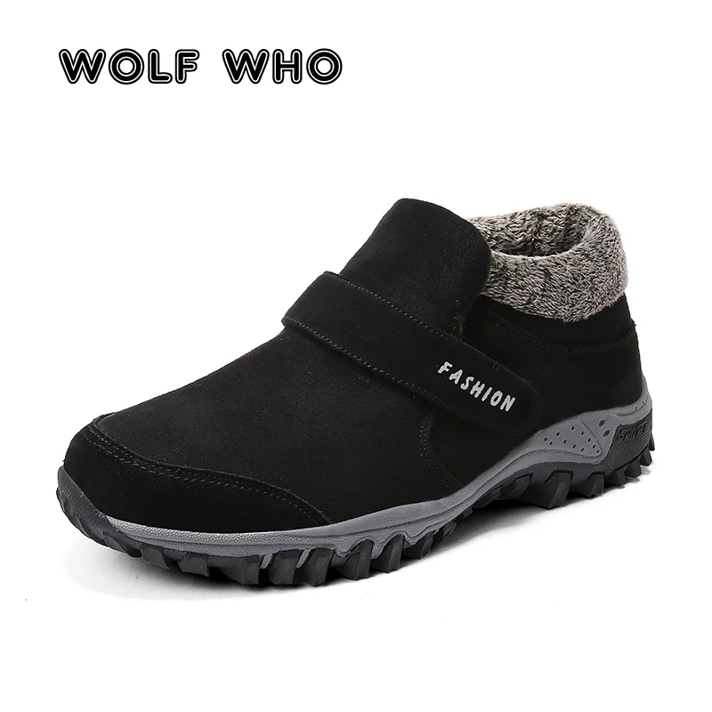 

WOLF WHO New Plus Size Winter Men Warm Plush Casual Shoes Buty Zimowe Male Anti-skidding Slip On Ankle Boots buty meskie W-042