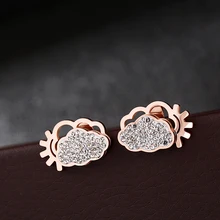 Серьги-гвоздики в стиле панк из нержавеющей стали в виде облака и шестеренок для женщин Стразы Букле д 'Орель Fantaisie Fadeless Прямая поставка