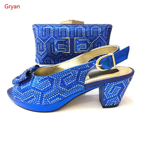 

Gryan Nigerian Shoes and Matching Bags Italian Ladies Shoes and Bags To Match Set Decorated with Rhinestone Party Shoes G6-14
