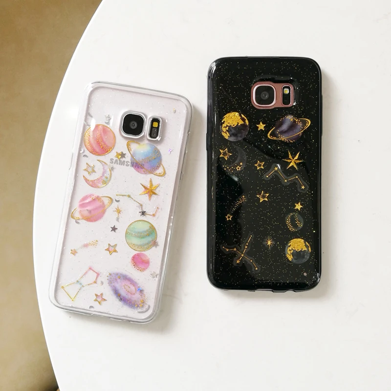 Роскошный блеск звезда прозрачный чехол для телефона samsung S7 край милый небо