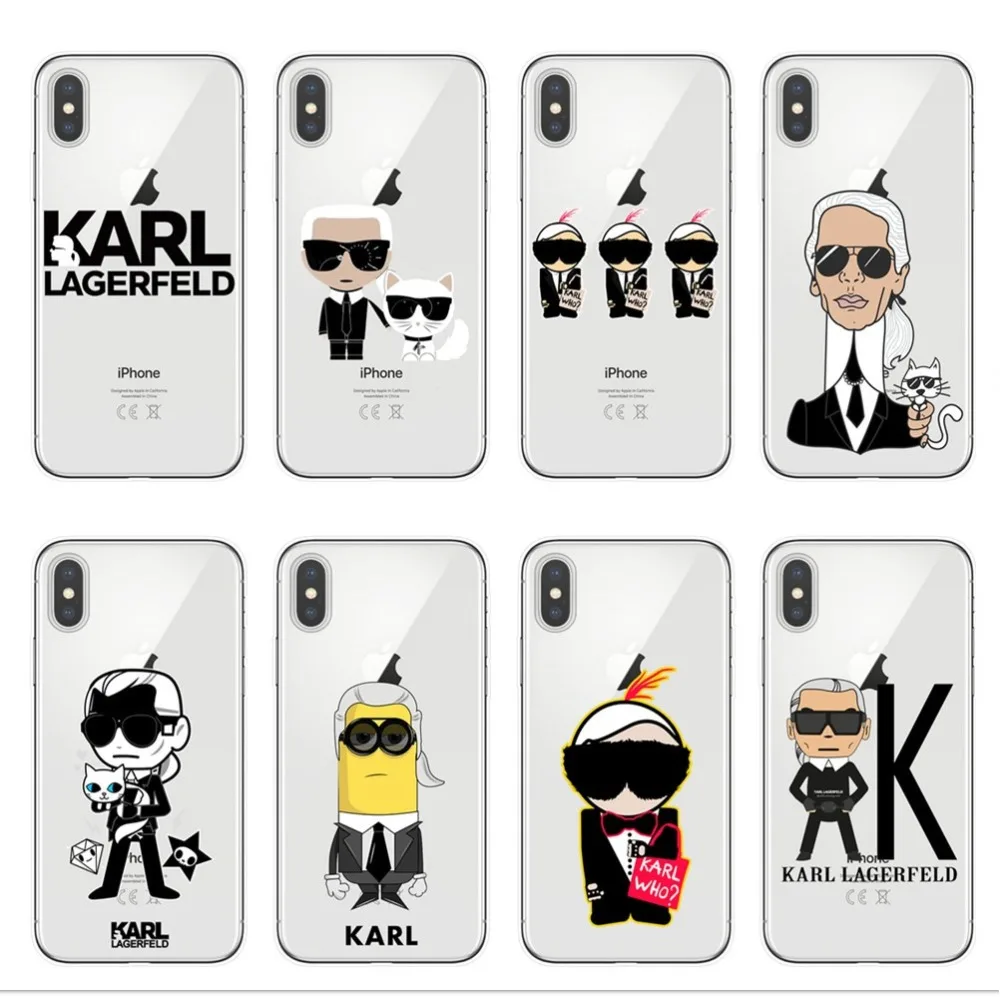 

Karl Lagerfeld TPU Soft Clear Silicone Phone Case For iPhone 7 7Plus 6 6s 8 8Plus 5s Cover For iphone X XS Max XR Case