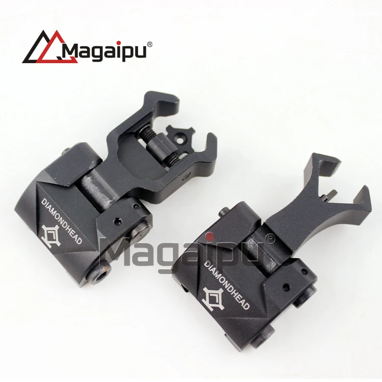 

magaipu Hunting Diamondhead DIAMOND Iron Flip Up Rear Front Sight Folding for airsoft Drop-In Picatinny Rail