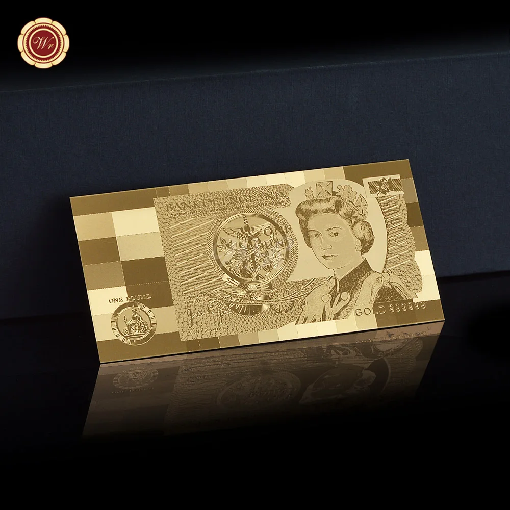 

Queen Elizabeth Gold Banknote United Kingdom Bill With Plastic Sleeve Gift for Collections
