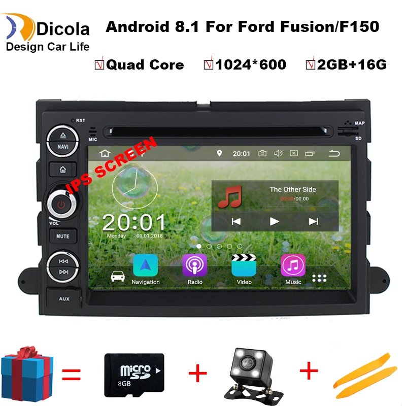 

1024*600 Quad Core Android 8.1 Car DVD For Ford Fusion Explorer 500 F150 F250 F350 Edge Expedition Mustang Radio GPS Navigation