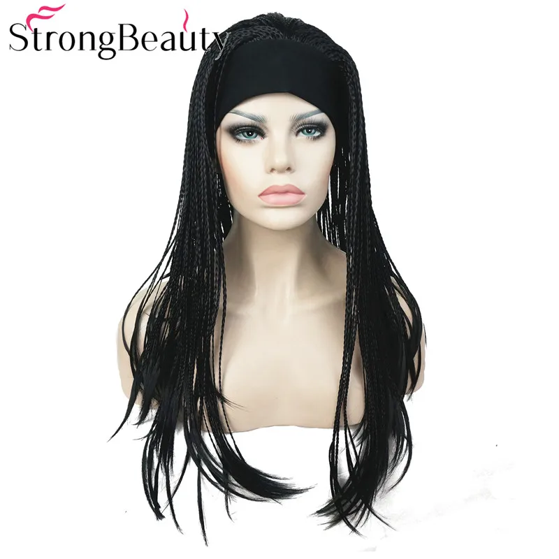 StrongBeauty синтетические женские длинные парики Плетеный вязаный крючком волосы с оголовьем половина парик - Цвет: 1